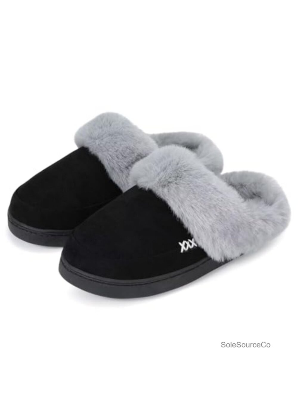 Memory Foam House Slippers Suede Faux Fur Non-Slip Closed Toe